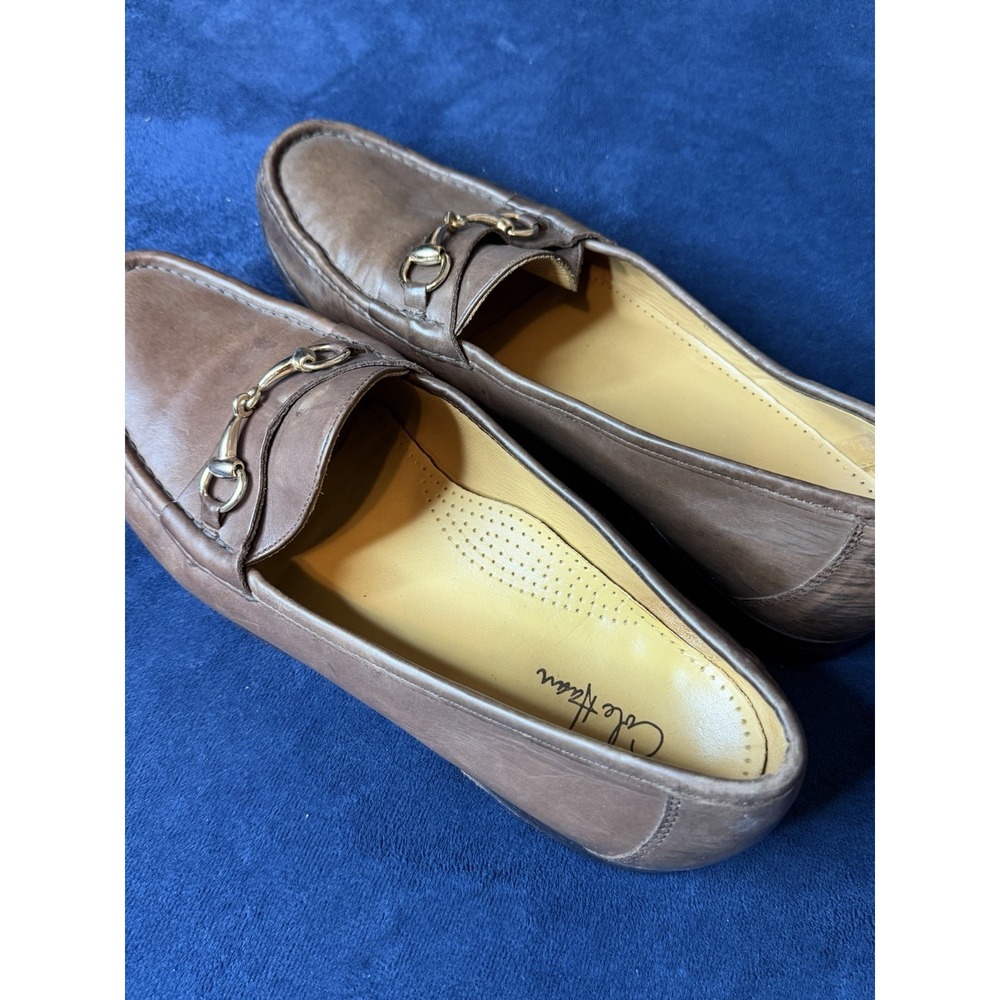 Cole Haan Mens Bit Loafer Brown Leather Shoes Size 10.5 M C02497 Gold Hardware